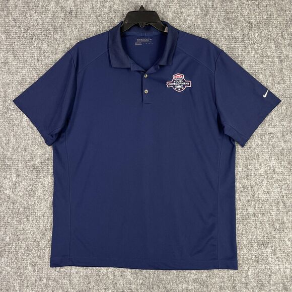 Nike Golf Shirt‎ Mens Extra Large Blue Polo Tour Performance Dri Fit USA Youth - Picture 1 of 10